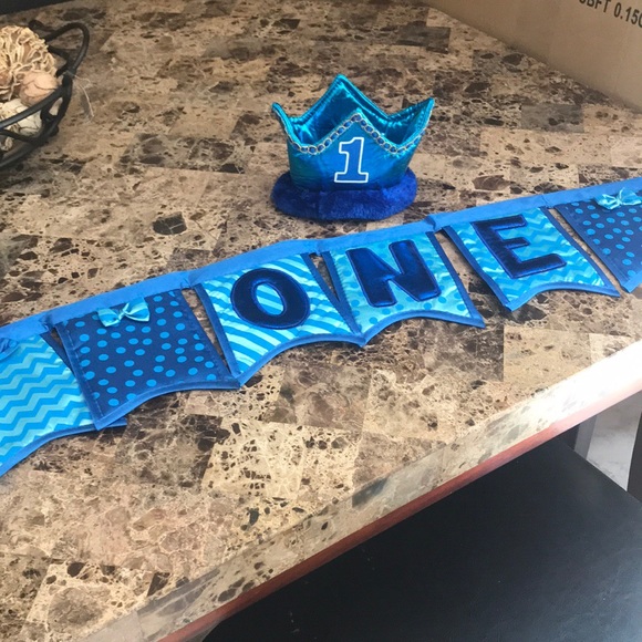 Other Boys 1st Birthday High Chair Banner And Crown Poshmark